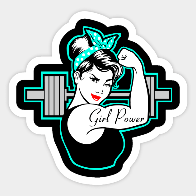Fitness, Barbell girl, fitness girl, strong girls, gym girl Sticker by TimAddisonArt